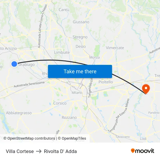 Villa Cortese to Rivolta D' Adda map