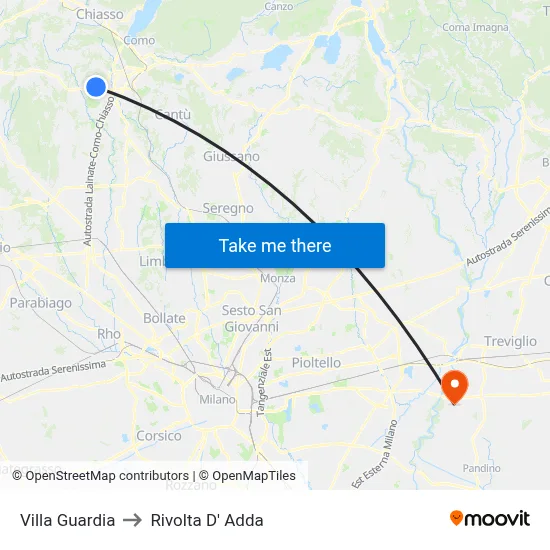 Villa Guardia to Rivolta D' Adda map