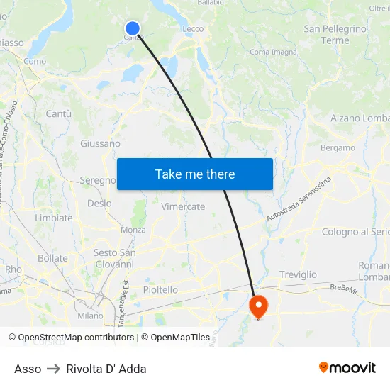Asso to Rivolta D' Adda map