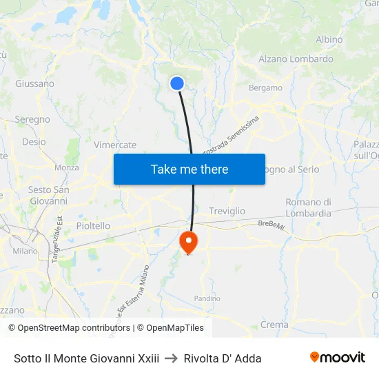 Sotto Il Monte Giovanni Xxiii to Rivolta D' Adda map