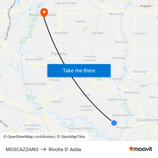 Moscazzano to Rivolta d'Adda map