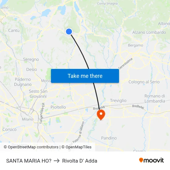 Santa Maria Ho? to Rivolta d'Adda map