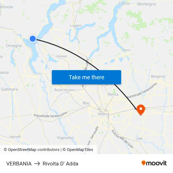 Verbania to Rivolta d'Adda map