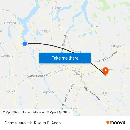 Dormelletto to Rivolta d'Adda map