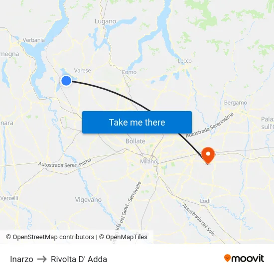 Inarzo to Rivolta d'Adda map