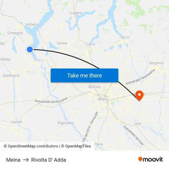 Meina to Rivolta d'Adda map