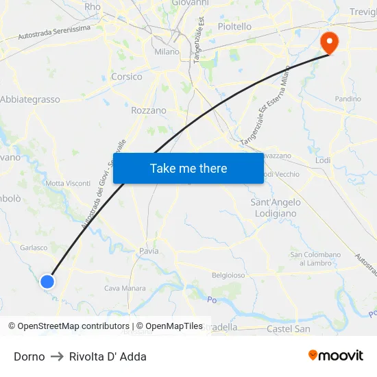 Dorno to Rivolta d'Adda map