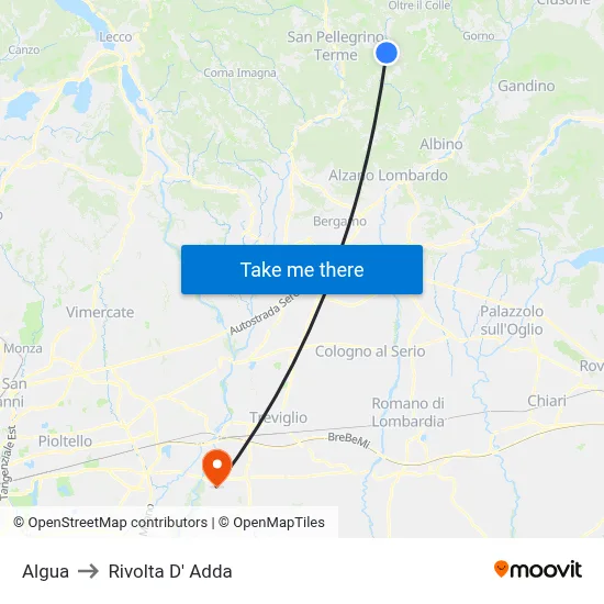 Algua to Rivolta d'Adda map