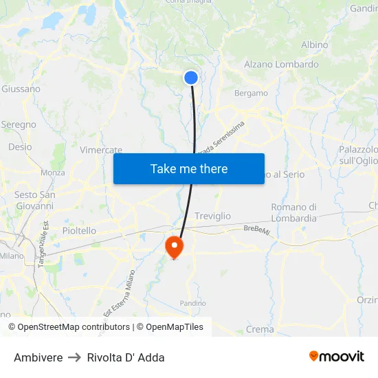 Ambivere to Rivolta D' Adda map