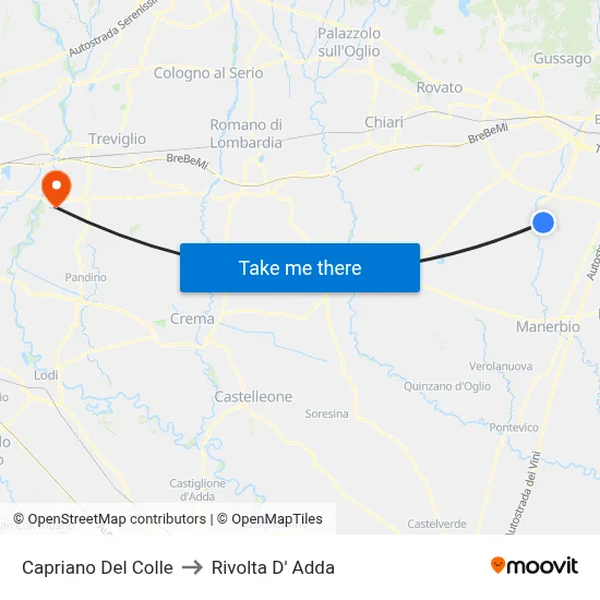 Capriano Del Colle to Rivolta D' Adda map