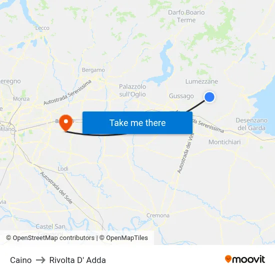 Caino to Rivolta d'Adda map