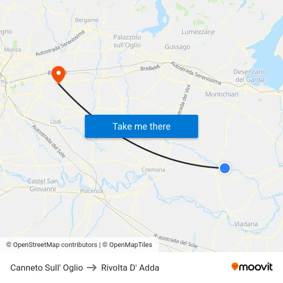 Canneto Sull' Oglio to Rivolta D' Adda map