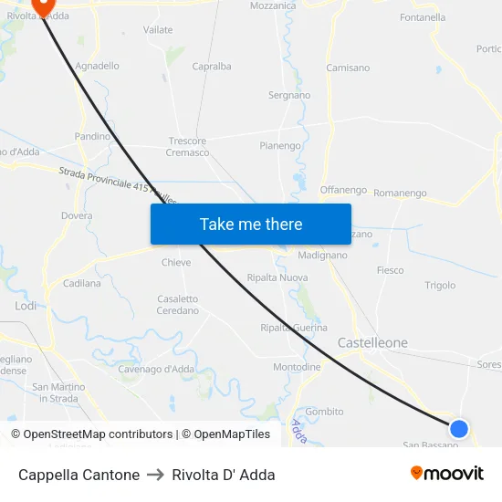 Cappella Cantone to Rivolta D' Adda map