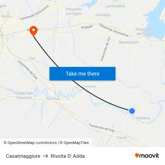 Casalmaggiore to Rivolta d'Adda map