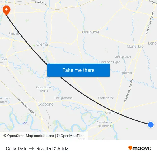 Cella Dati to Rivolta D' Adda map