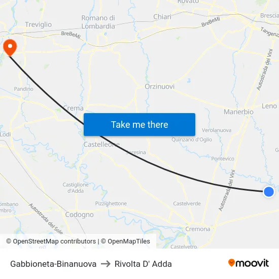 Gabbioneta-Binanuova to Rivolta D' Adda map