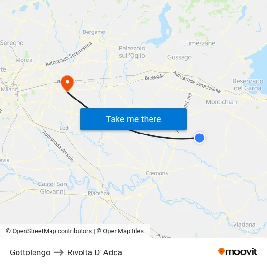Gottolengo to Rivolta d'Adda map