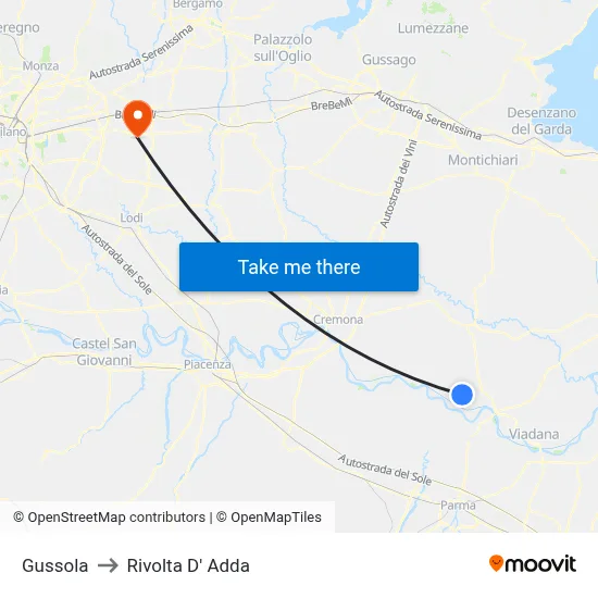 Gussola to Rivolta d'Adda map