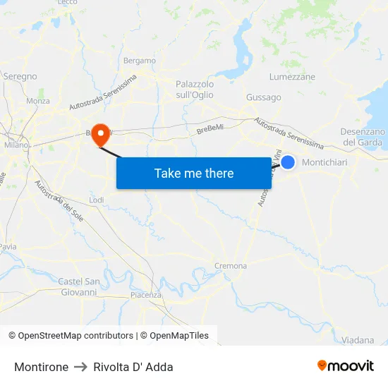 Montirone to Rivolta d'Adda map