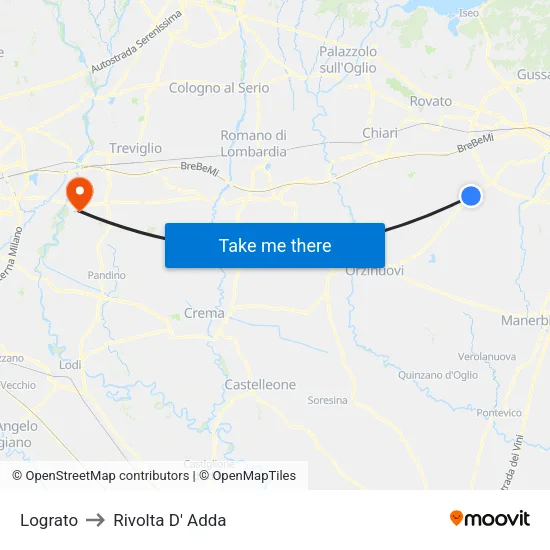 Lograto to Rivolta d'Adda map