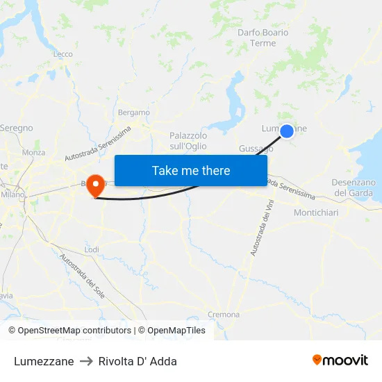 Lumezzane to Rivolta d'Adda map