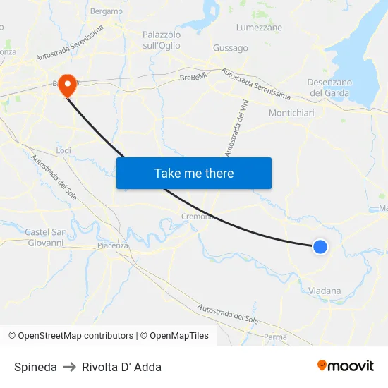 Spineda to Rivolta D' Adda map