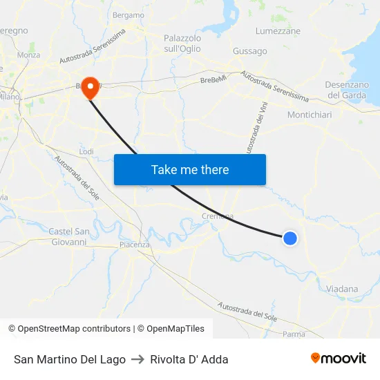 San Martino Del Lago to Rivolta D' Adda map