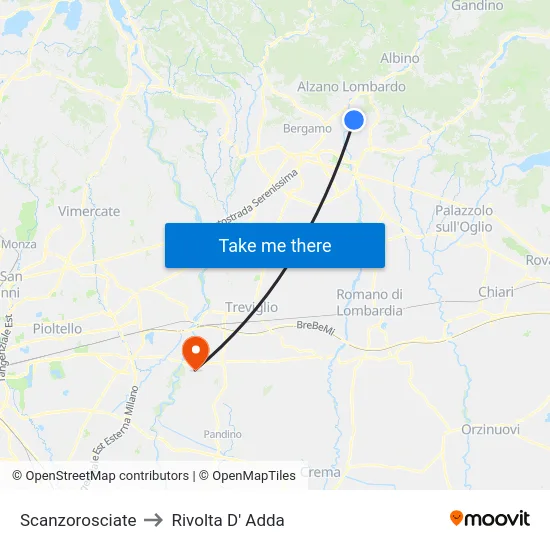 Scanzorosciate to Rivolta d'Adda map