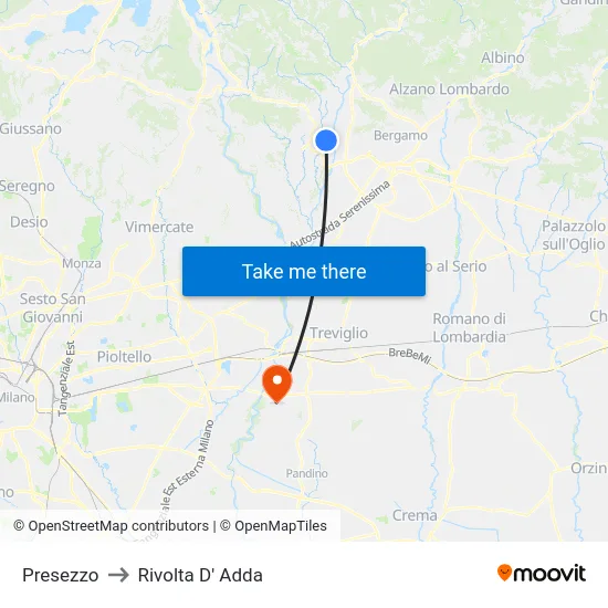 Presezzo to Rivolta D' Adda map