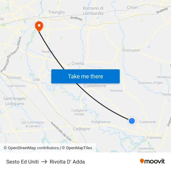 Sesto Ed Uniti to Rivolta D' Adda map
