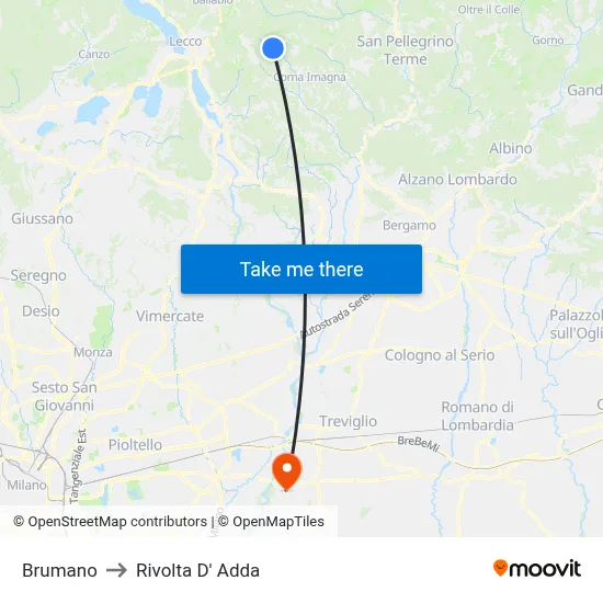Brumano to Rivolta D' Adda map