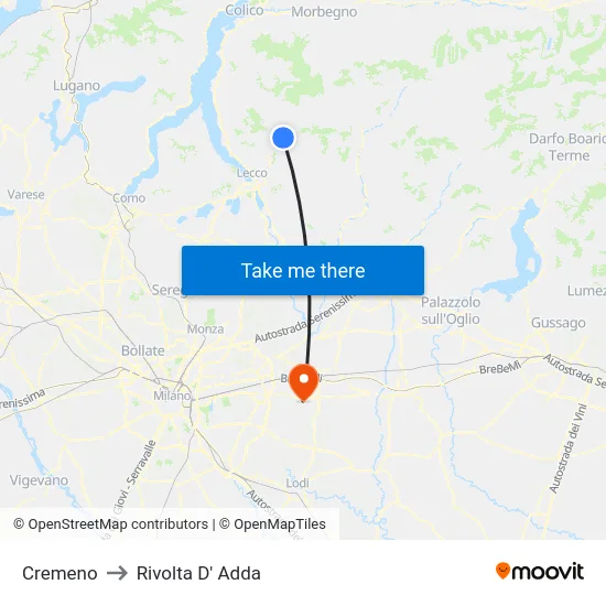 Cremeno to Rivolta d'Adda map