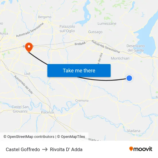 Castel Goffredo to Rivolta D' Adda map