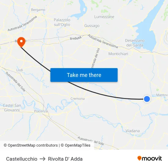 Castellucchio to Rivolta D' Adda map