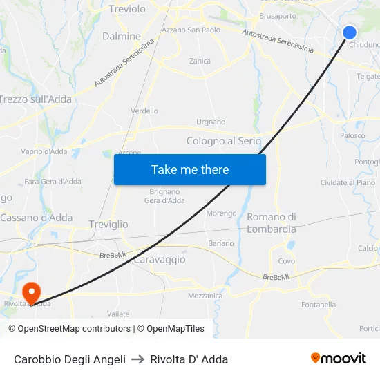 Carobbio Degli Angeli to Rivolta D' Adda map