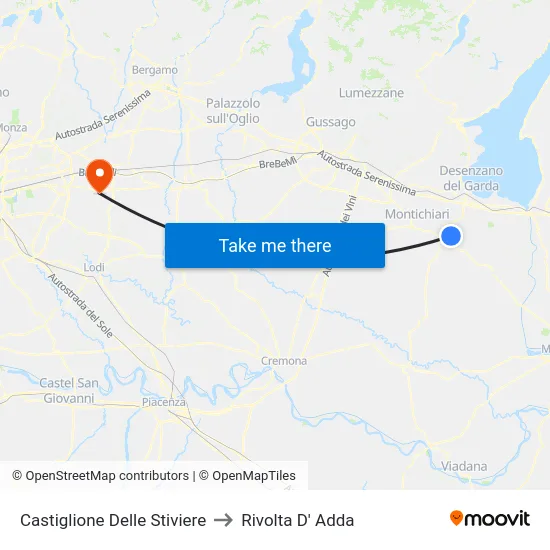 Castiglione Delle Stiviere to Rivolta D' Adda map