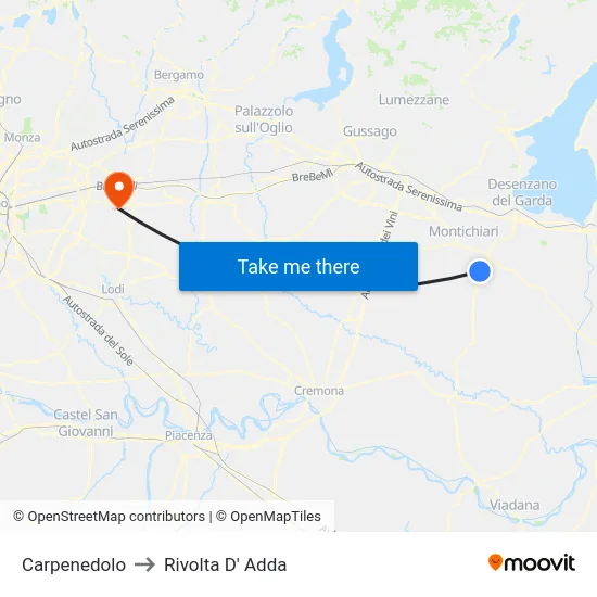 Carpenedolo to Rivolta d'Adda map
