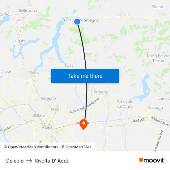 Delebio to Rivolta d'Adda map