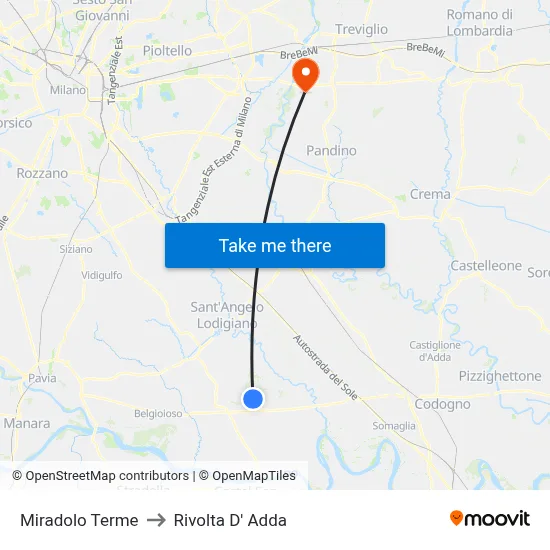 Miradolo Terme to Rivolta d'Adda map