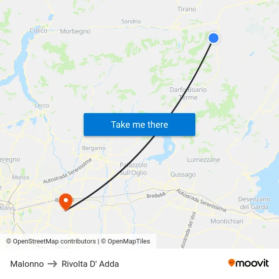 Malonno to Rivolta d'Adda map
