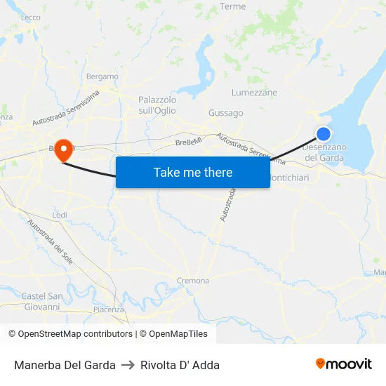Manerba Del Garda to Rivolta d'Adda map