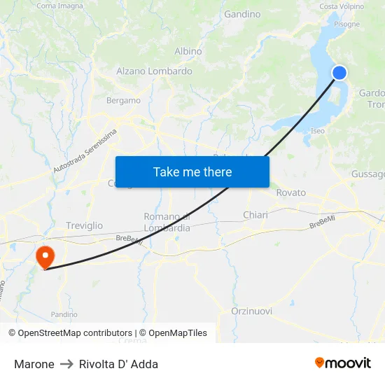 Marone to Rivolta d'Adda map