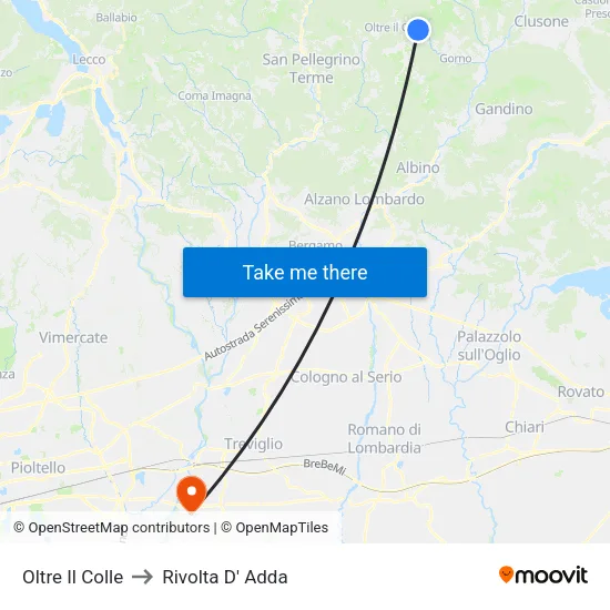 Oltre Il Colle to Rivolta D' Adda map
