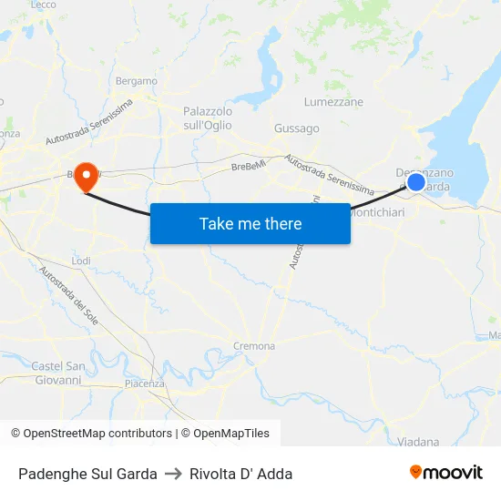Padenghe Sul Garda to Rivolta D' Adda map
