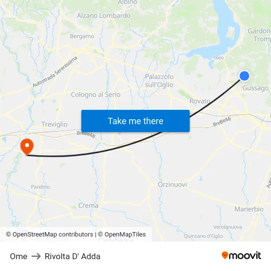 Ome to Rivolta D' Adda map
