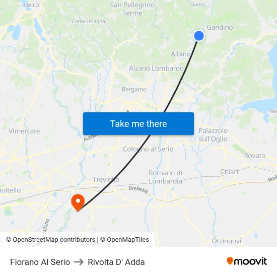 Fiorano al Serio to Rivolta d'Adda map