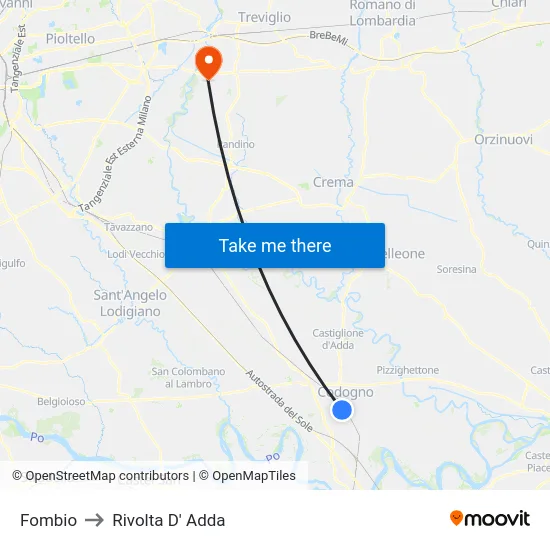 Fombio to Rivolta d'Adda map