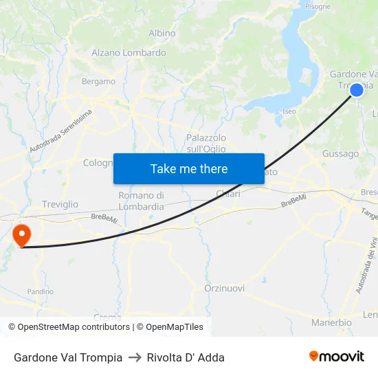 Gardone Val Trompia to Rivolta d'Adda map