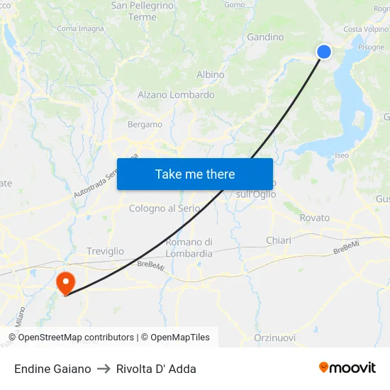Endine Gaiano to Rivolta d'Adda map