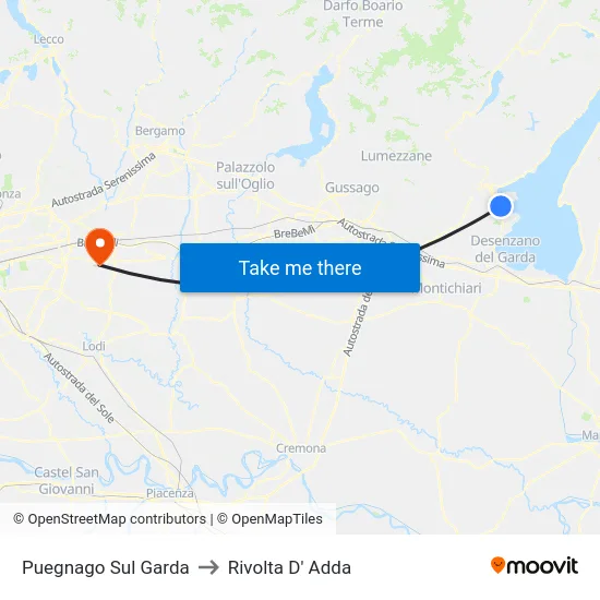 Puegnago sul Garda to Rivolta d'Adda map